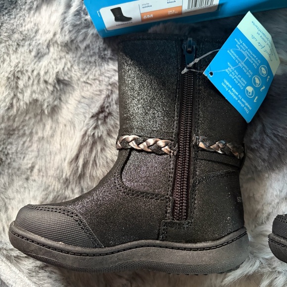 NIB Stride Rite 360 Toddler Girls 6M Amita Black Glitter Zip Boots Braid Tassels - Picture 4 of 8